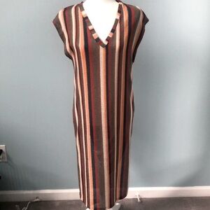 Zara Trafaluc Multi Color Stripe Knit Midi Sweater Sheath Dress Small